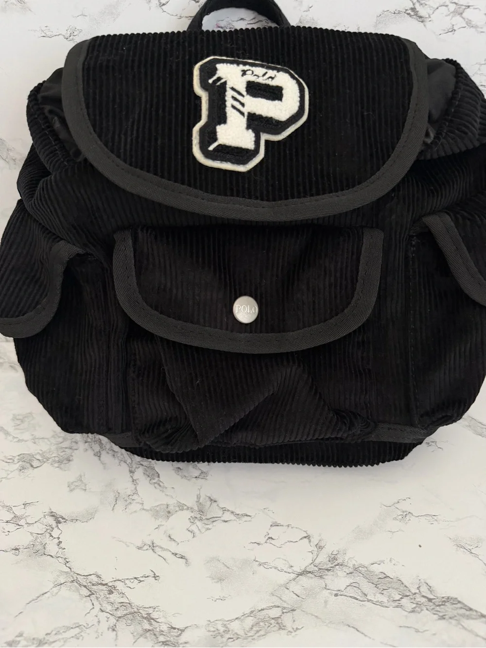 Polo Ralph Lauren PWing Patched Mini Bag Backpack Preppy Hampton Polo Bear Black